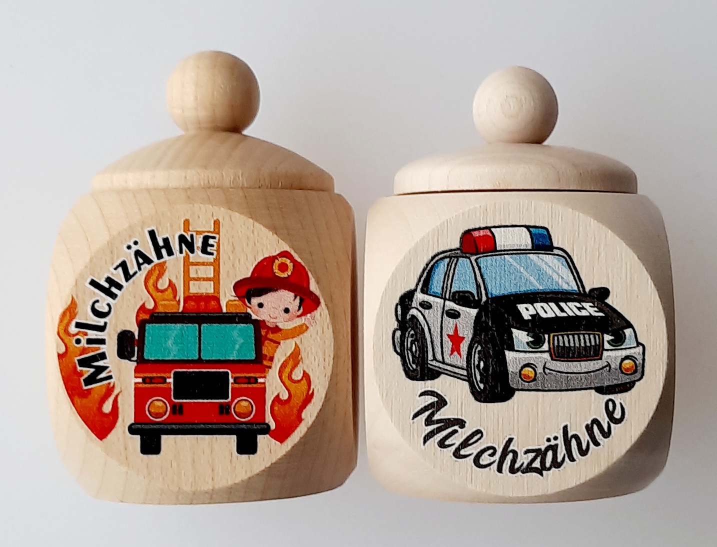 Milchzahndosen Feuerwehr und Polizei