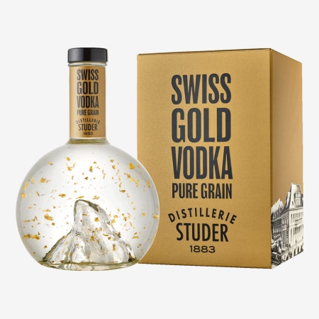 Swiss Gold VODKA - Mit 24 Karat Goldflitter in der Matterhornflasche